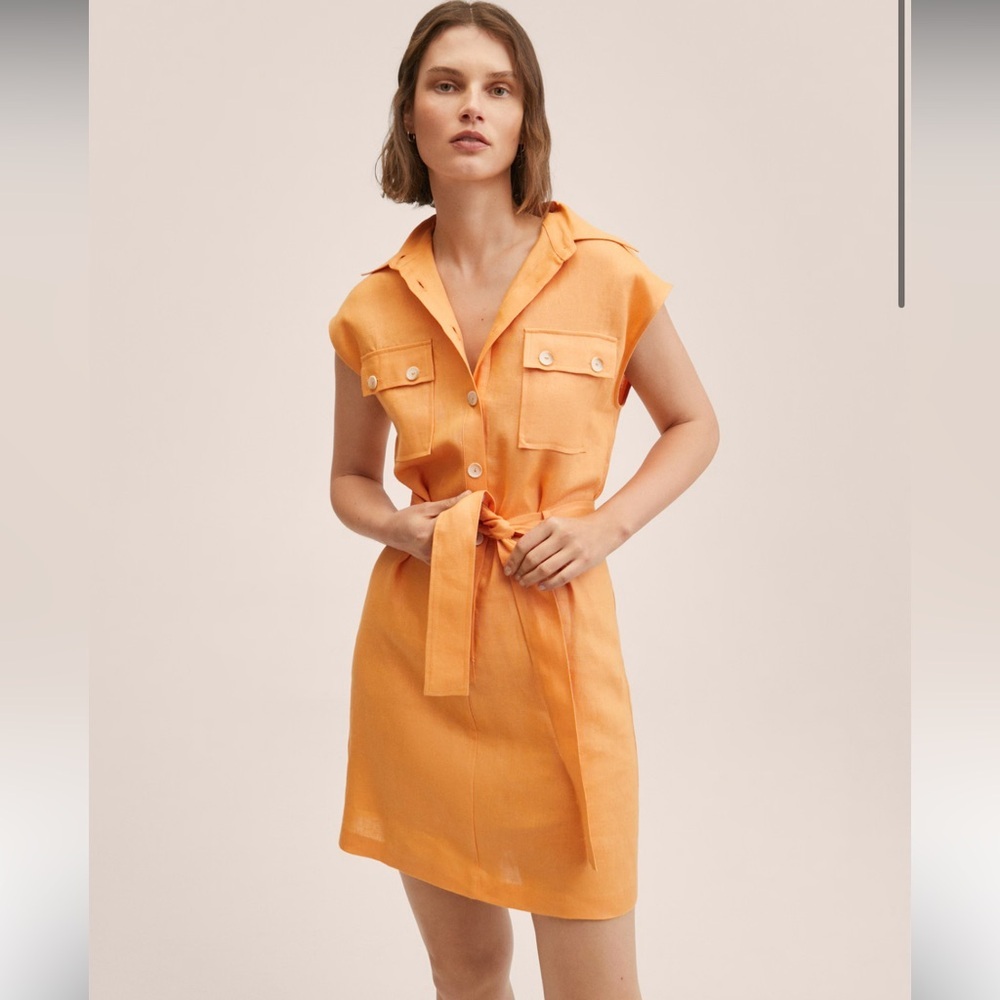 100% Linen Mango Shirty Dress